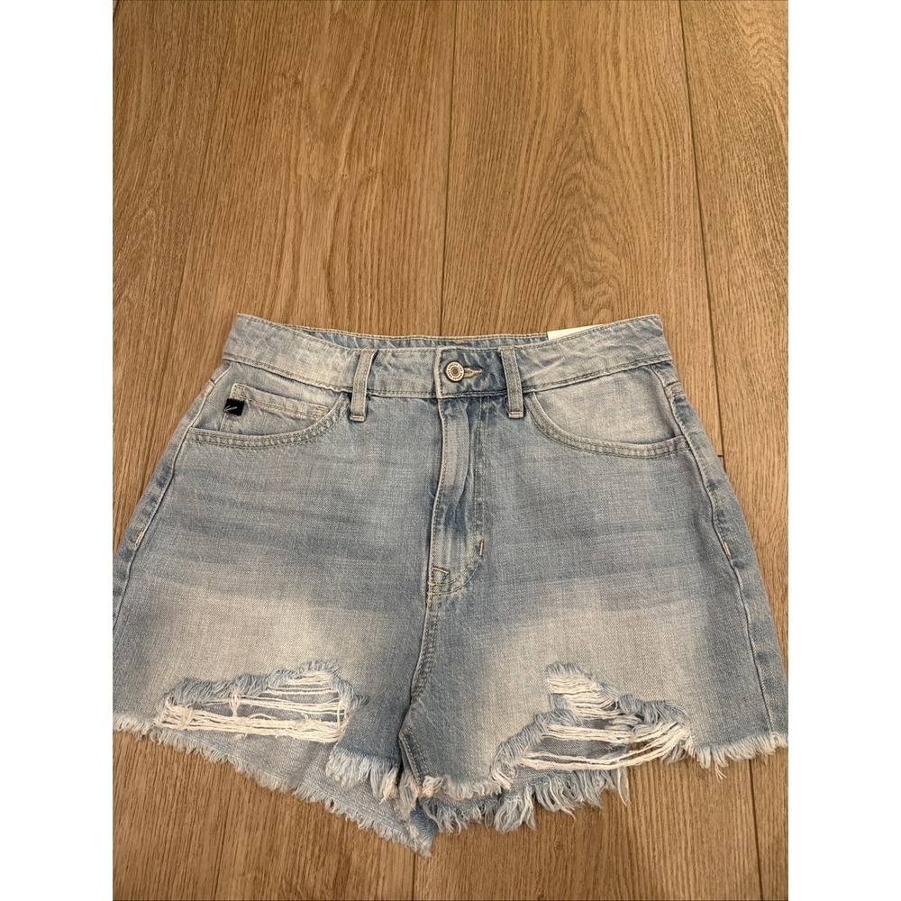 KanCan High Rise Light Denim Shorts Distressed Women's Size 5/26 New With Tags